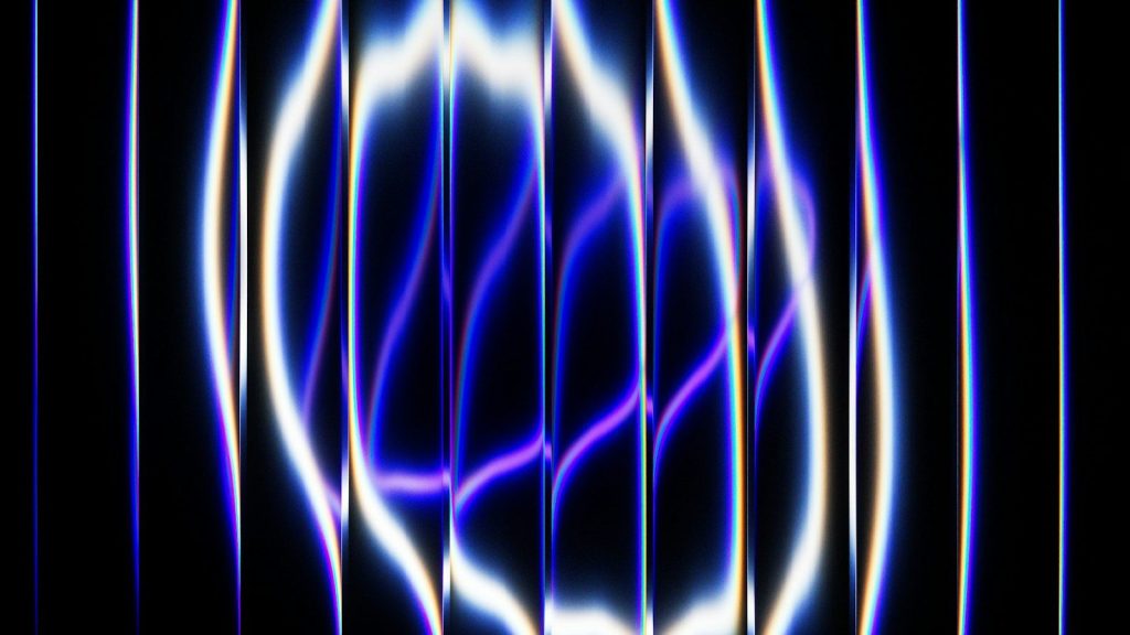 Abstract glowing blue and white light patterns
